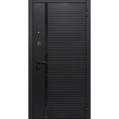 дверь Черное зеркало Сатин черный / Сатин черный/Эмалит белый, зеркало