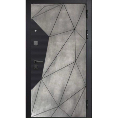 Дверь Геометрия Бетон серый, Сатин черный /Бетон снежный, зеркало